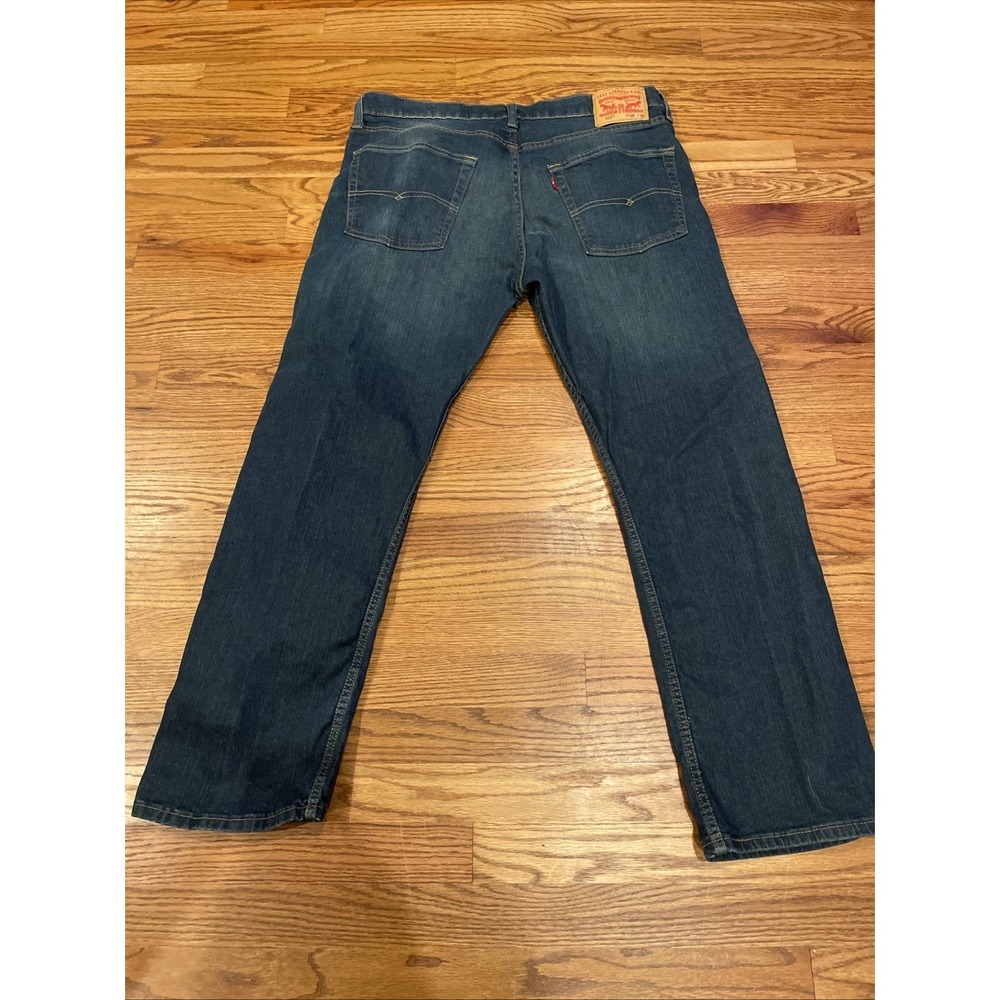 Levi's Men's 513 Slim Straight Cut Jeans Dark Blue Faded Wash Modern Size 36x30 - Picture 2 of 8